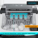 Arendo Eiswürfelmaschine – 12 kg Eis täglich mit 2 Würfelgrossen & Langzeitkühlung – Bild 3