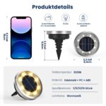 Solpex 6er Set Solar Bodenleuchten mit 8 LEDs – Warmweisse Gartenbeleuchtung IP65 wasserdicht – Bild 4