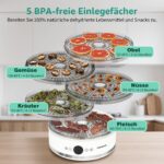 Aigostar Dörrautomat mit 5 Tabletts & 48h-Timer – Professionelles Dörrgerät 35-70°C – Bild 6