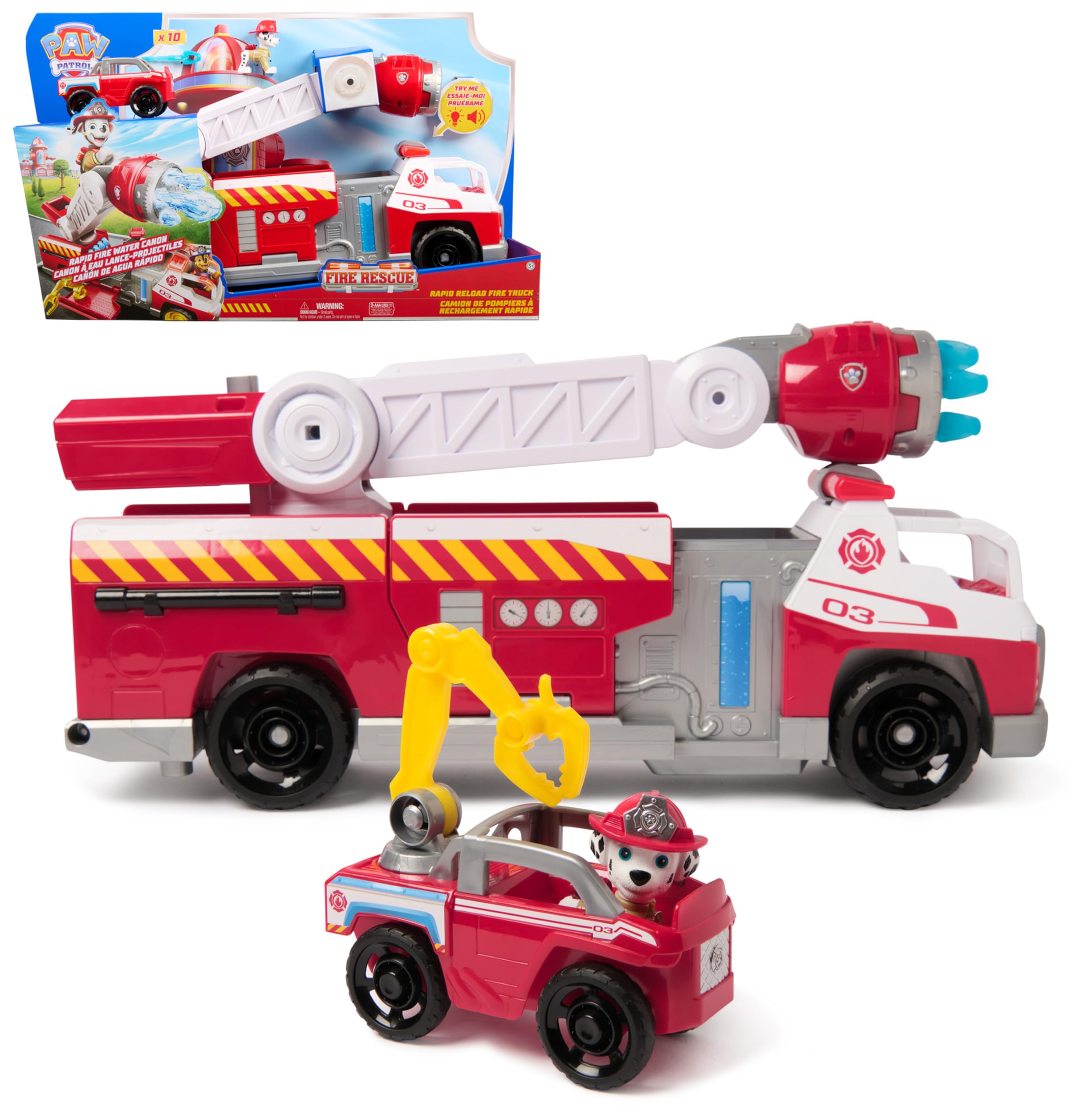 PAW PATROL Fire Rescue Marshalls Deluxe Feuerwehr-Truck 50 cm – Spielzeug mit Löschfunktion