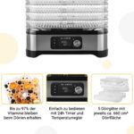 KLAMER Dörrautomat 400W mit 24h-Timer & 35-70°C – Profi-Dörrgerät mit 5 Fächern – Bild 6