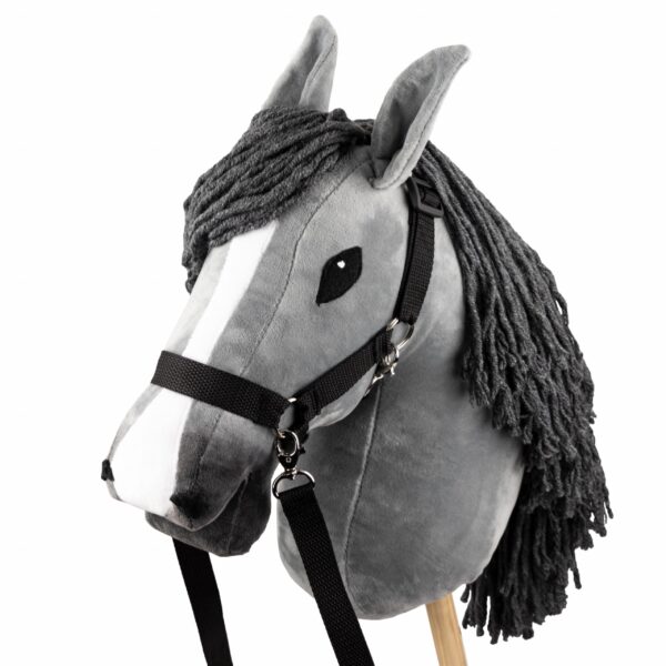 SKIPPI Hobby Horse Grau A3 – Steckenpferd mit Halfter & Zügeln für Kinder