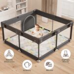 Lertantri Laufstall 120×120 cm mit Matratze – Sicheres Laufgitter für Babys – Bild 2