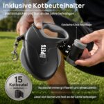 CORTES PETS Rollleine 10m für Hunde bis 50kg – Ausziehbare Hundeleine mit Kotbeutelhalter – Bild 4