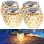 Lunartec Solar-LED-Windlichter 4er-Set: Warmweisse Tischleuchten aus Glas, IP44 – Kabellos & Umweltfreundlich – Bild 7