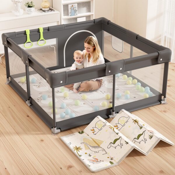 Lertantri Laufstall 120×120 cm mit Matratze – Sicheres Laufgitter für Babys