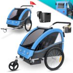 KESSER Sport-RX 2in1 Kinderfahrradanhänger & Buggy – 5-Punkt-Gurt & 360° Vorderrad für 1-2 Kinder