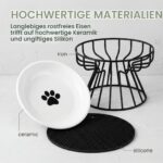BRRDAQU 2er Katzennapf-Set Erhöht Keramik mit Metallständer – Ergonomisch für alle Katzen – Bild 3