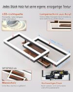 Meloweel LED Deckenleuchte 54cm Holz dimmbar – Vintage Lampe mit Fernbedienung & Memory – Bild 5