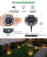 LOTMOS 6er Set Solar Bodenleuchten – IP68 Wasserdicht mit 8 LED für Garten & Terrasse – Bild 6