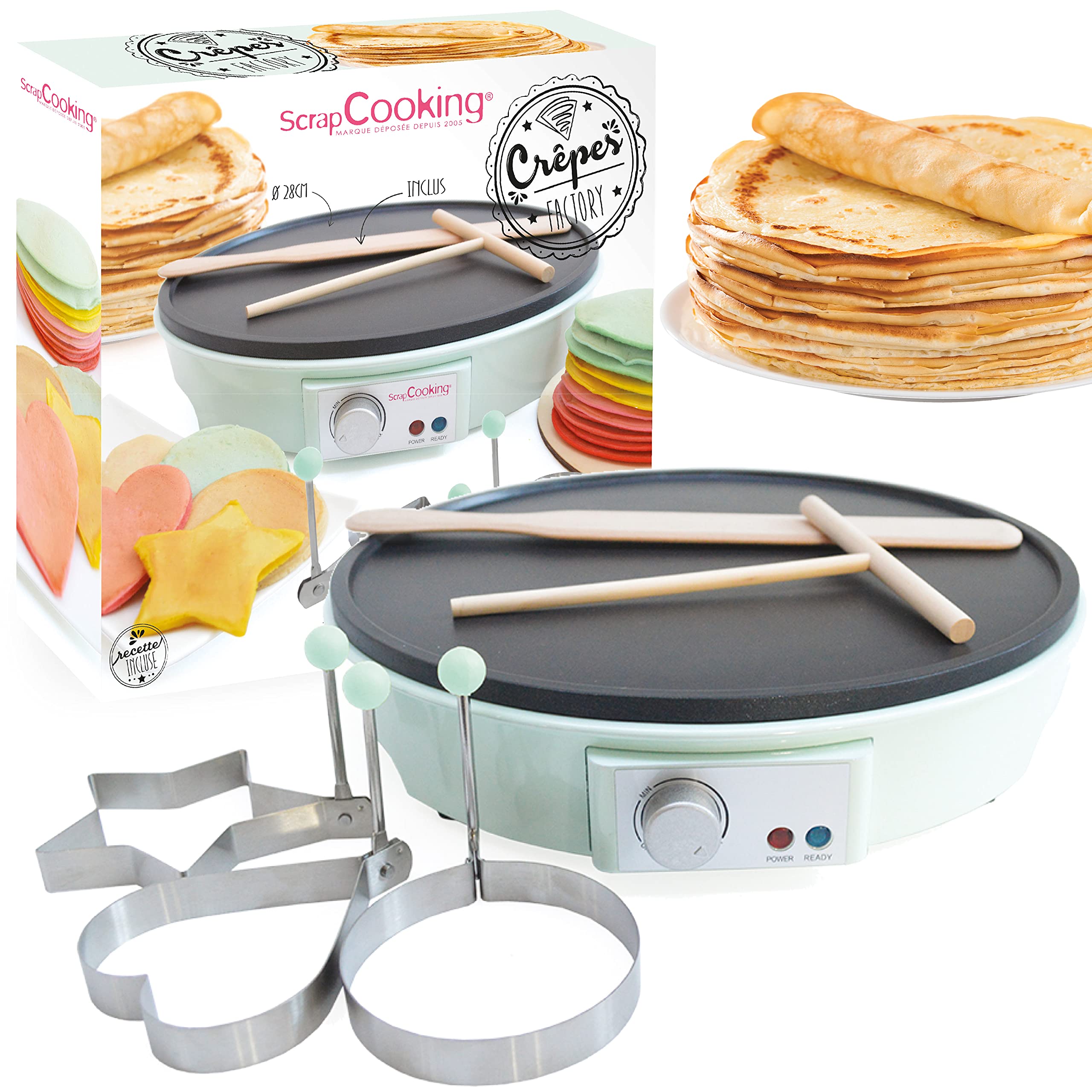 ScrapCooking Crêpes Maker Ø28 cm – Elektrische Crêpe-Maschine mit Antihaftplatte & Zubehör