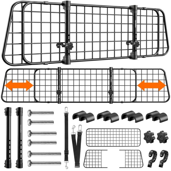 tectake® Hundegitter Auto – Kofferraumschutz mit verstellbarer Breite für sichere Autofahrten