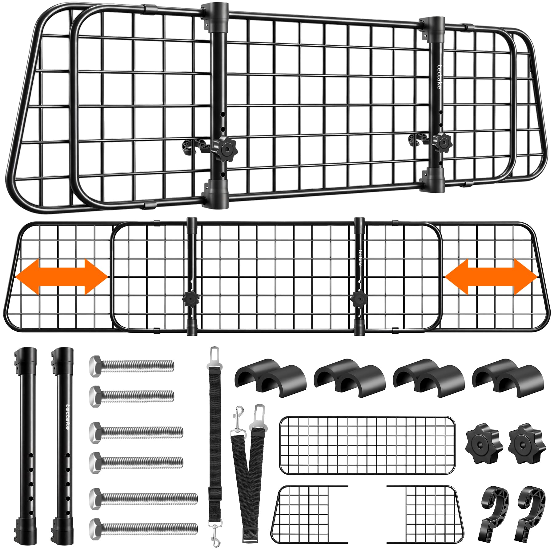 tectake® Hundegitter Auto – Kofferraumschutz mit verstellbarer Breite für sichere Autofahrten