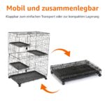 Amazon Basics Katzenkäfig 3-Ebenen 91x57x129 cm – Stabiler Katzenhaus mit Rollen – Bild 4