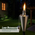 Relaxdays Gartenfackeln 3er Set – Edelstahl Ölfackeln mit variabler Höhe & Zubehör – Bild 4