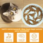 HAPPY HACHI Keramik Anti-Schling Katzennapf Erhöht – Slow Feeder mit Rutschfest für Katzen – Bild 7