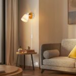 Ketom E14 Wandleuchte Weiß Rund mit Holz & Stoff – Verstellbare Vintage Wandlampe für Innen – Bild 7
