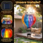JONRRYIN 2er Solar Heissluftballon-Laterne 46,5 cm – Flammeneffekt Gartenleuchte für Aussen – Bild 3