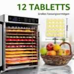 oiyocemo Dörrautomat Edelstahl 800 W – 12 Gitter Dörrgerät mit 6 Voreinstellungen – Bild 6