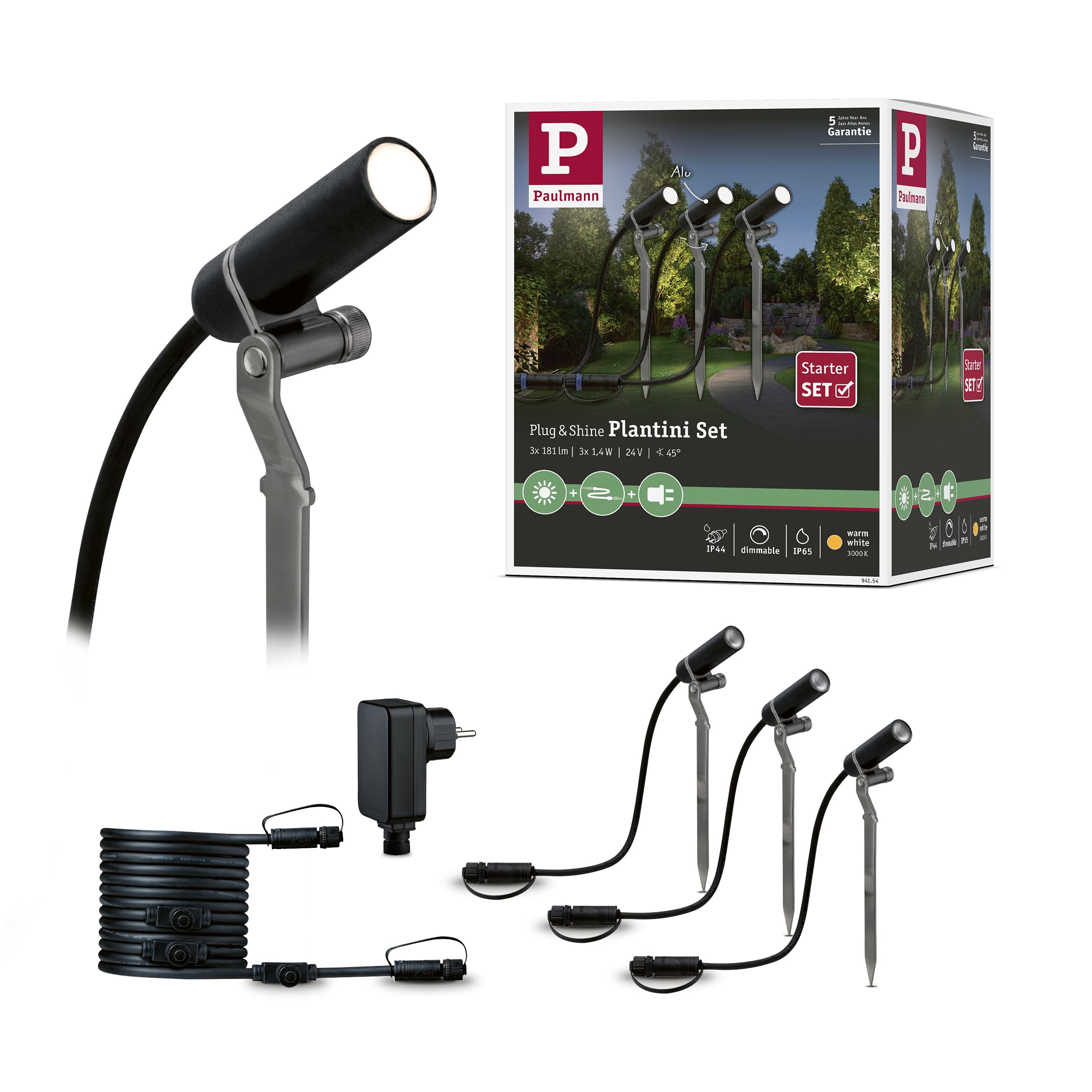 Paulmann Plug & Shine Plantini LED Außenleuchte Set – 3000K Warmweiss für Garten