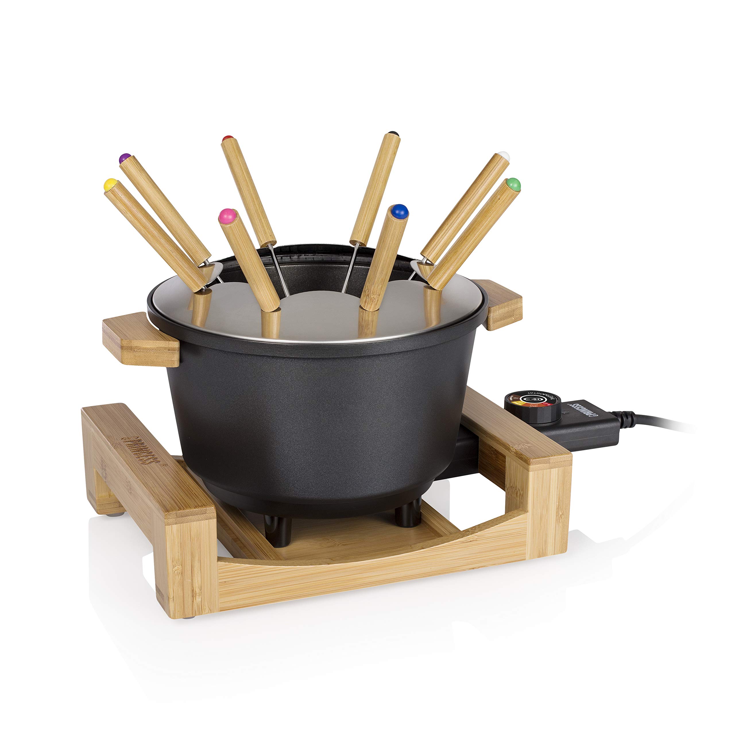 Princess Fondue-Set 1,5 L für 8 Personen – Bambus-Design mit Thermostat