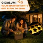 GIGALUMI 12er Set Solar-Hängeleuchten mit Craquelé-Glas – Warmweiss für Garten & Terrasse – Bild 7