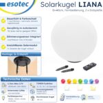 Esotec Solar Leuchtkugel Liana 40cm – 10 Lichtfarben mit Fernbedienung & Timer – Bild 3