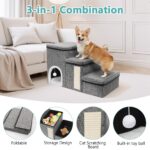 Newthinking Hundetreppe 3 Stufen mit Stauraum – Faltbar, rutschfest, bis 20 kg – Bild 3