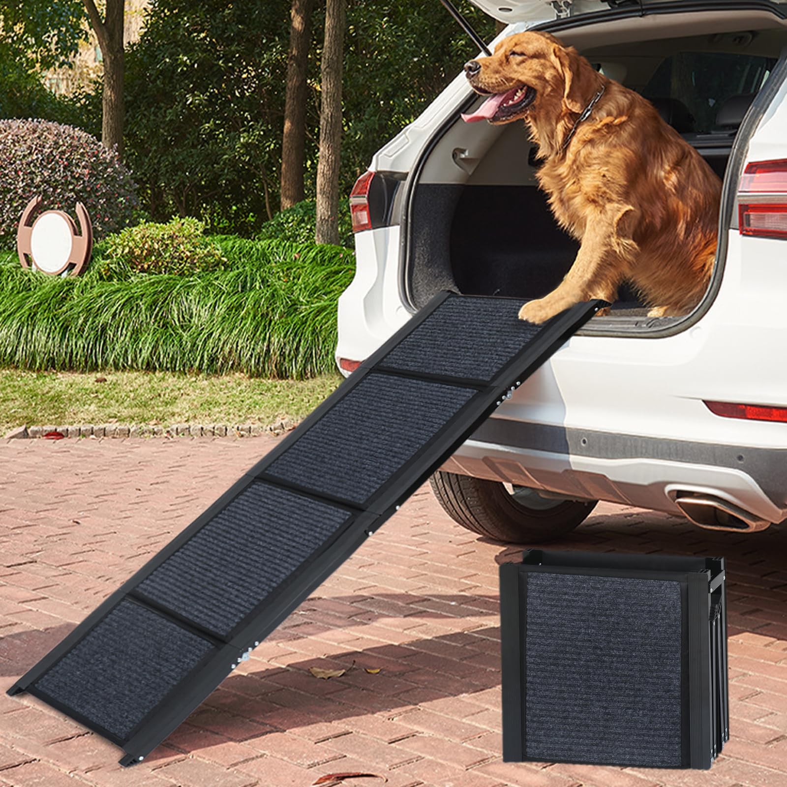 SMONTER 180cm Hunderampe klappbar – Einstiegshilfe für Autos, SUVs & LKWs mit rutschfester Oberfläche