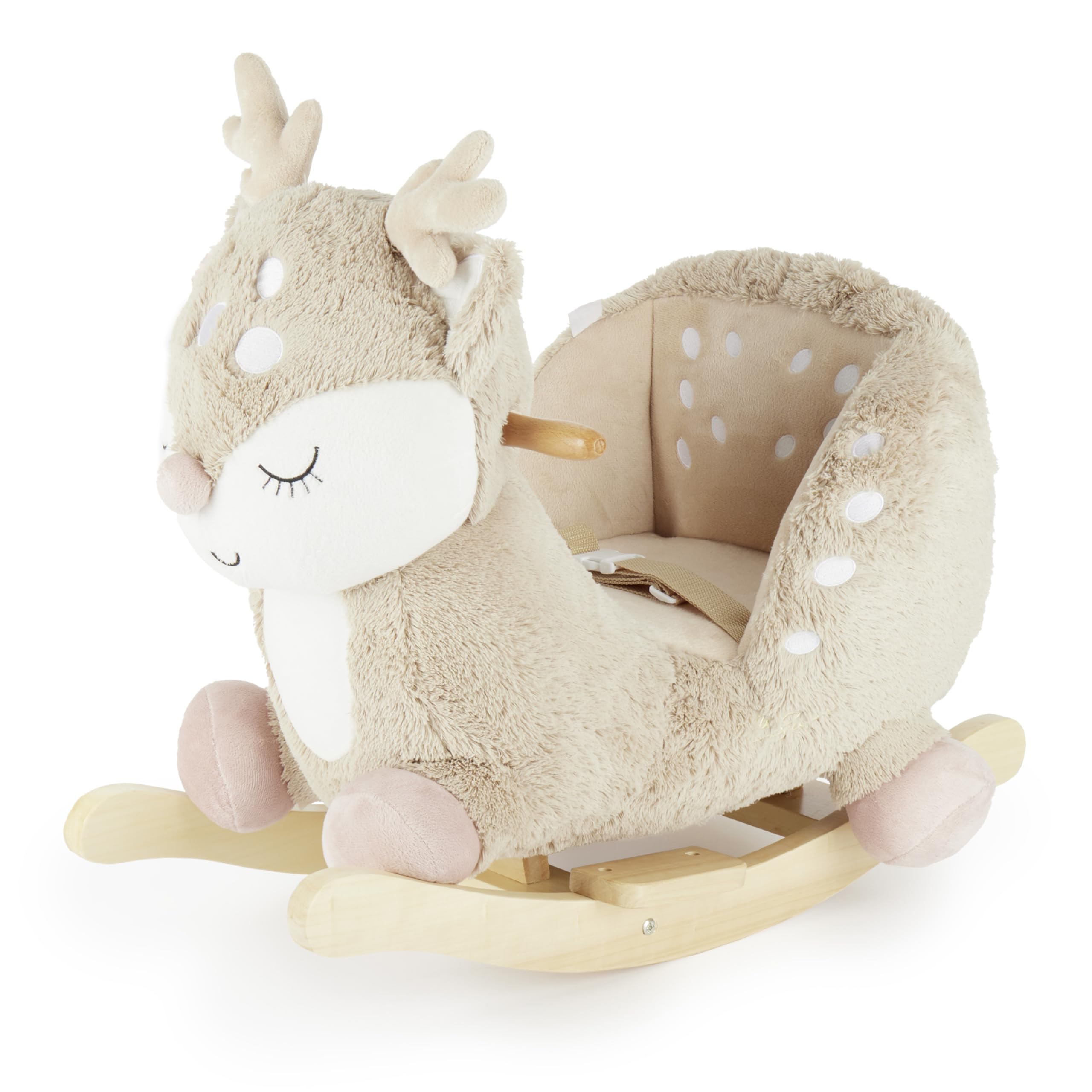 Bieco Plüsch Schaukeltier Reh 60 cm – Schaukel mit Sicherheitsgurt für Babys ab 9 Monaten