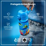 ion8 Kinder Trinkflasche 400ml Edelstahl – Auslaufsicher mit Einhandöffnung – Bild 6
