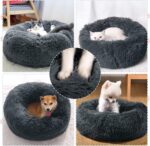 DONWEI Katzenbett 50cm Donut-Form Dunkelgrau – Flauschiges Haustierbett für Katzen & Mini-Hunde – Bild 3