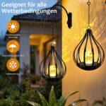 KagoLing 2er Set Solar-Laternen Tropfen mit Craquelé-Glas – Warmgelbes Licht für Garten & Balkon – Bild 4