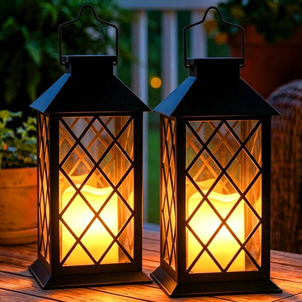 Dekofun 35cm Solarlaterne 2er-Set – Flammeneffekt & IP65 Wasserdicht für Garten & Balkon