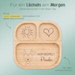 Bärenfreunde Babyteller personalisiert – Bambus-Kinderteller mit Saugnapf & Lasergravur – Bild 3
