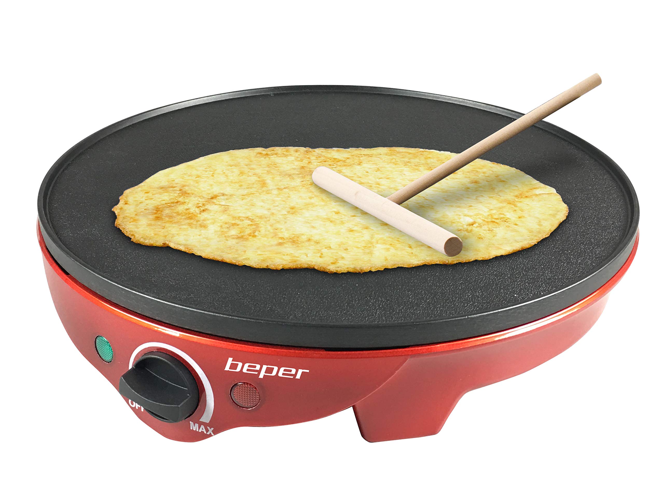 BEPER BT.700Y Crêpe-Maker 1300W mit 30cm Antihaftplatte – Elektrischer Crêpes-Zubereiter