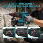Akku Bohrhammer SDS Plus 18V mit 2x5.0Ah – 3-in-1 Funktionen für Beton bis 26mm – Bild 3