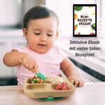 bambuskind Kinderteller mit Saugnapf Grün – Nachhaltiges Bambusgeschirr zum Essen lernen – Bild 6