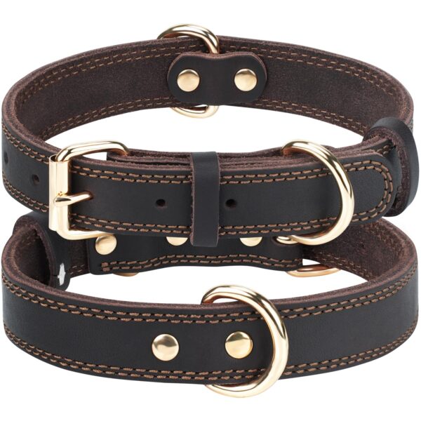 Joytale Hundehalsband Leder Grösse L – Weiches Echtleder mit robuster Metallschnalle