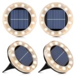 Shuniu Solar Bodenleuchte 4er Set mit 12 LEDs – IP65 Warmweiss für Garten & Gehweg