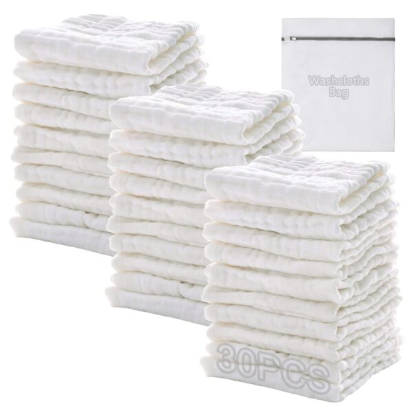 Koo-dib Musselin Tücher 30er Set – Mulltücher 25x25 cm für Babys & Neugeborene