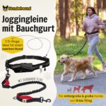 Hundefreund Joggingleine mit Bauchgurt Schwarz – Freihandleine für Hunde bis 70 kg – Bild 2