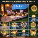 Dekofun Solar Feuerwerk Gartenleuchten 2er Set mit 120 LED – 8 Modi Solarstecker – Bild 7