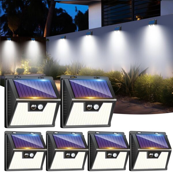 LOTMOS 6er Set Solarleuchten mit Bewegungsmelder – 176 LED für Garten & Hof IP65
