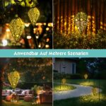 2er Set Solarlaterne Hängend Olivenform – Orientalische Gartenlampe mit Vintage-Muster IP65 – Bild 8