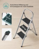 SONGMICS Klappleiter 3 Stufen bis 150 kg – Platzsparend & Sicher mit Klappsicherung – Bild 6