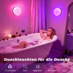 2er Set Rinfency Duschlampe IP44 – 16 Farben LED mit Akku & Fernbedienung für Badezimmer – Bild 8