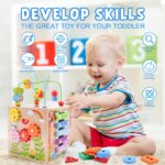 KMTJT Aktivitätswürfel aus Holz – 7 Lernspiele für Babys ab 12 Monaten (Rosa) – Bild 5