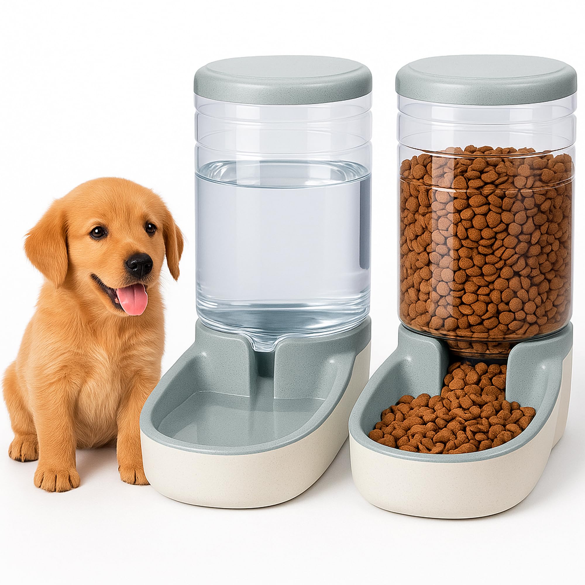 Edipets Automatischer Futterspender 3.8L – Doppelnapf für Katzen & Hunde (Grau)
