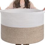 TIMEYARD Aufbewahrungskorb 55×35 cm Baumwollseil – Grosser Wäschekorb für Wohnzimmer & Kinderzimmer